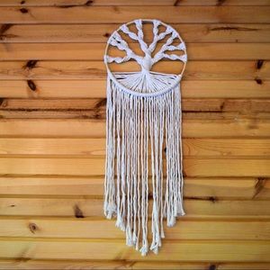 Handmade Macrame Tree of Life wall hanging - natural - 10” diameter